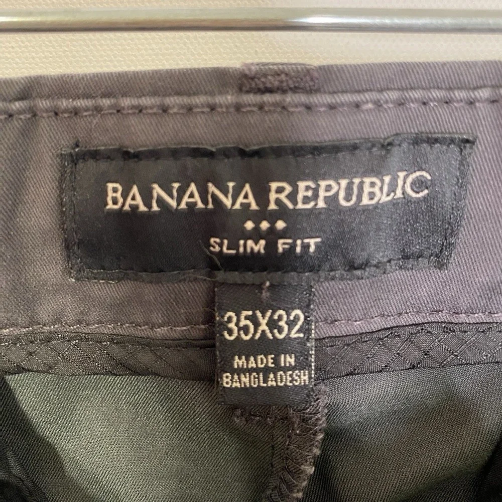 Banana Republic Chino Pants Men 35x31 Taupe Slim Fit Stretch Preppy Office Wear